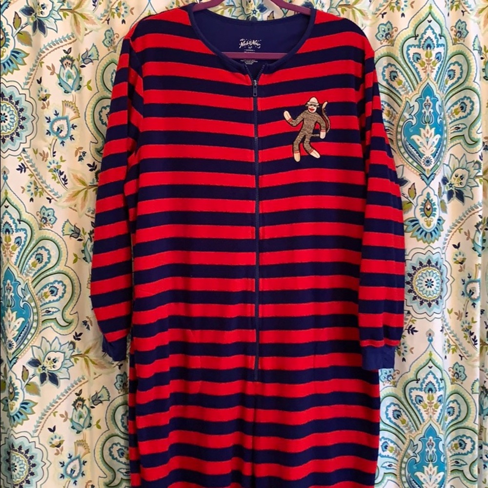 Sock Monkey Adult Onsie